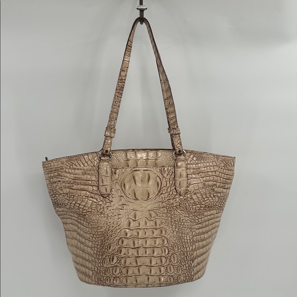 Brahmin Bowie Woven Tote Bag with Red Hanging Accent - Picture 5 of 12